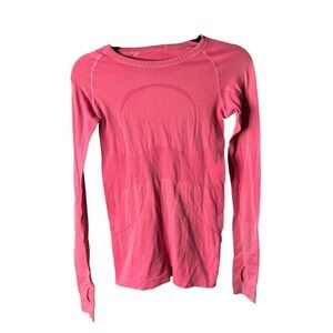 Lululemon Pink Swiftly Long Sleeve Workout Top Thumbholes Women's- size 4